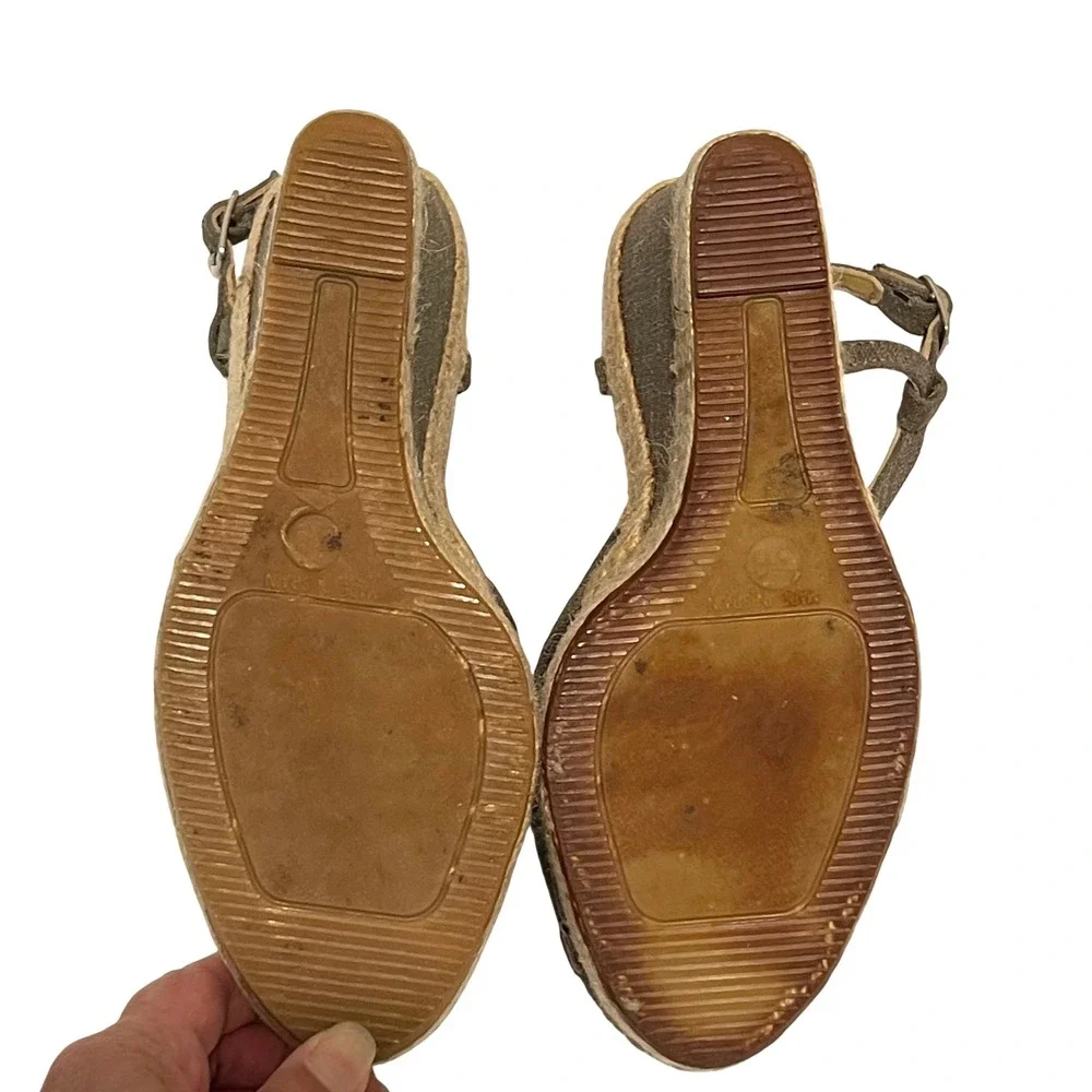 Bettye Muller Espadrille Wedge Sandals‎ Women's 8 Canvas Slingback Made in Spain